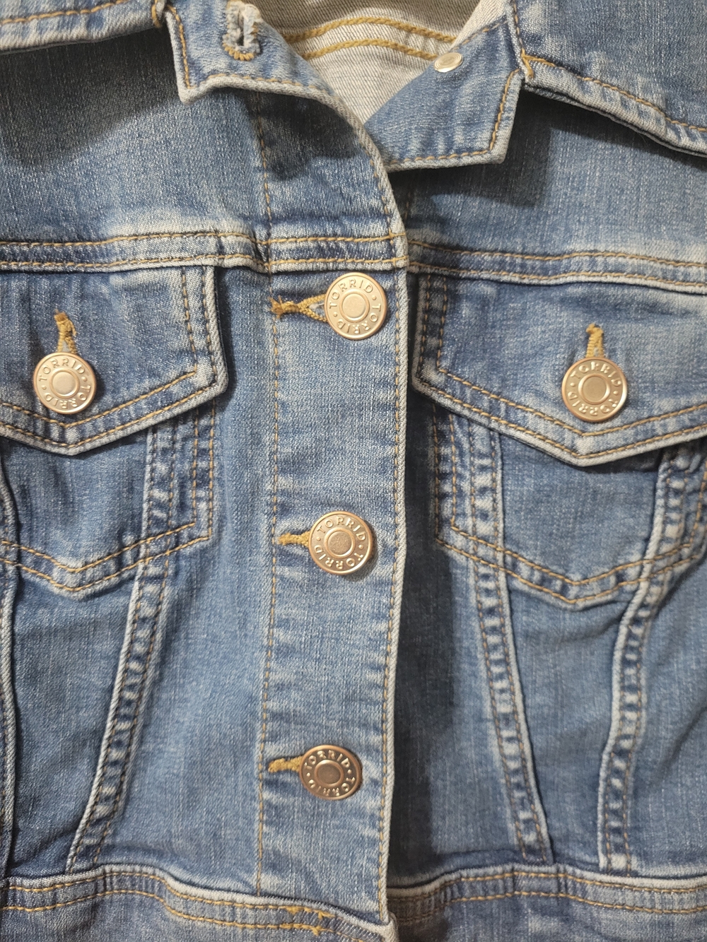 torrid Blue Cropped Short-Sleeve Denim Jacket - Picture 3 of 4